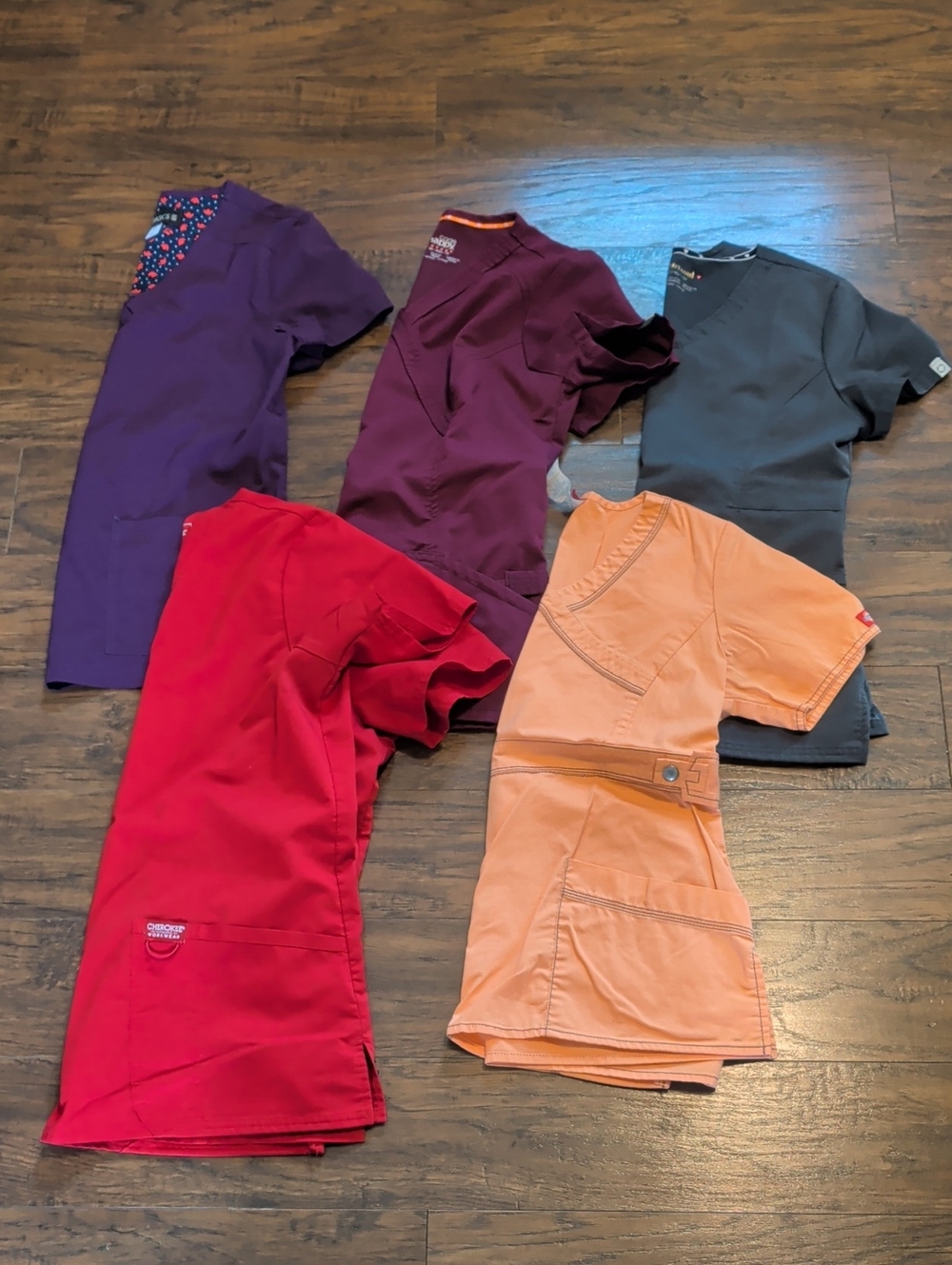 Scrub Top Bundle - Multi Color Pediatric Medical Shirts - 7 Tops 1 Pant